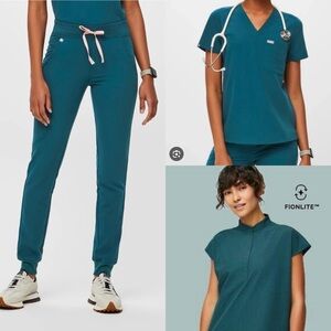 Women's ‘Caribbean Blue” Teal Scrub Set